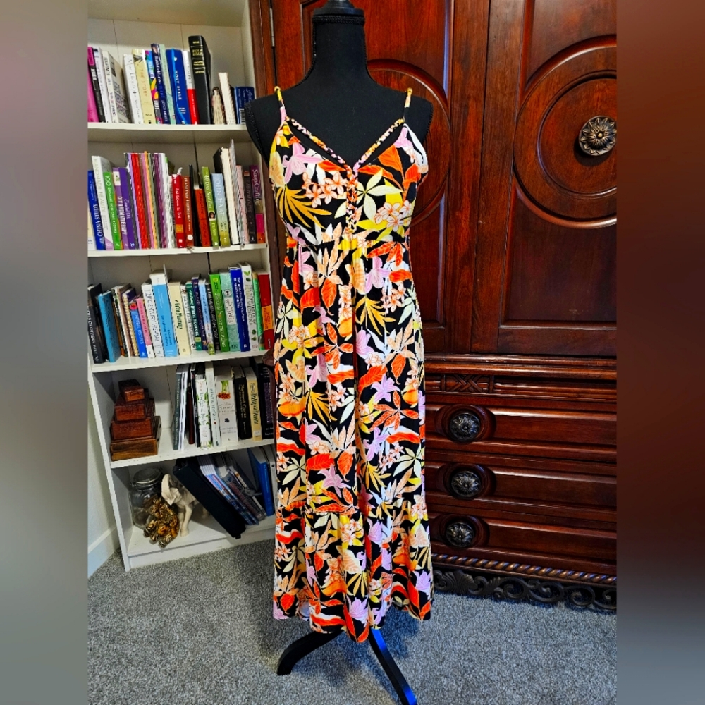 Derek Heart Tropical Maxi Dress L